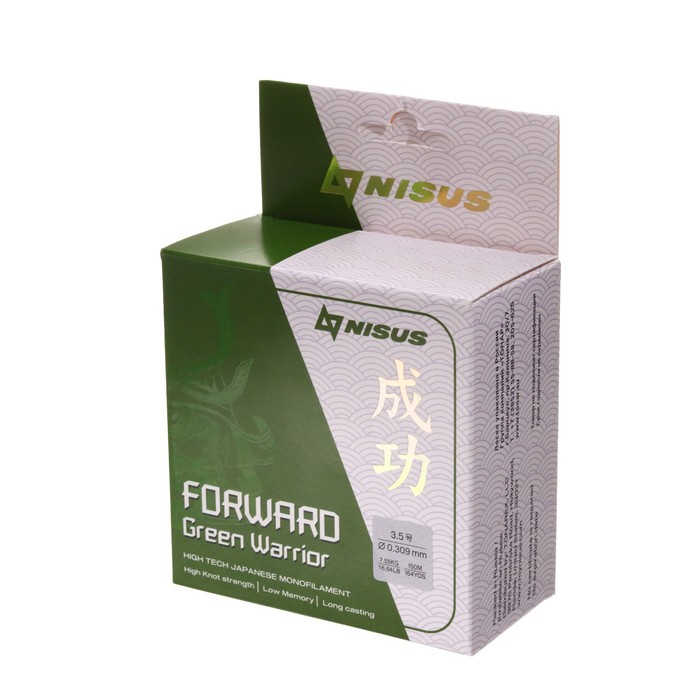 фото Леска nisus forward warrior, диаметр 0.309 мм, тест 7.55 кг, 150 м, зелёная