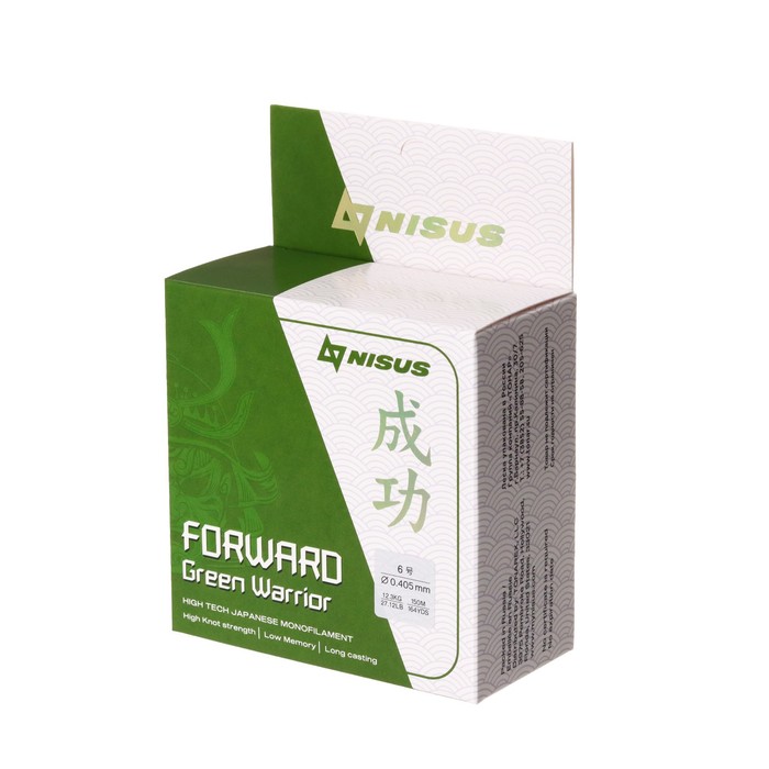 фото Леска nisus forward warrior, диаметр 0.405 мм, тест 12.3 кг, 150 м, зелёная
