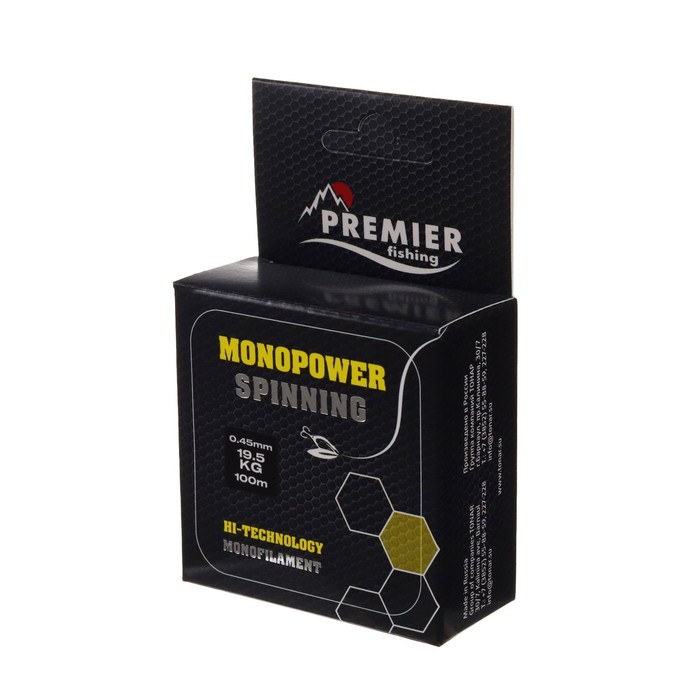 фото Леска preмier fishing monopower spinning, диаметр 0.45 мм, тест 19.5 кг, 100 м, флуоресцентная желтая premier fishing