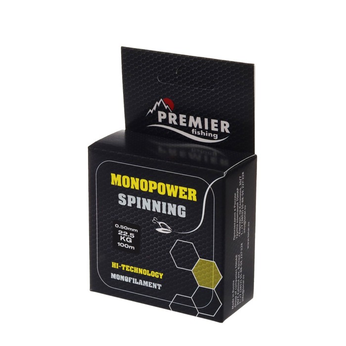 фото Леска preмier fishing monopower spinning, диаметр 0.5 мм, тест 22.5 кг, 100 м, флуоресцентная желтая premier fishing