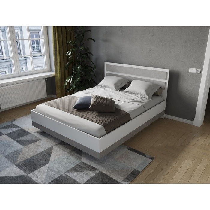 

Кровать парящая "Мечта", с/м 1600х2000, Белый/Бетон