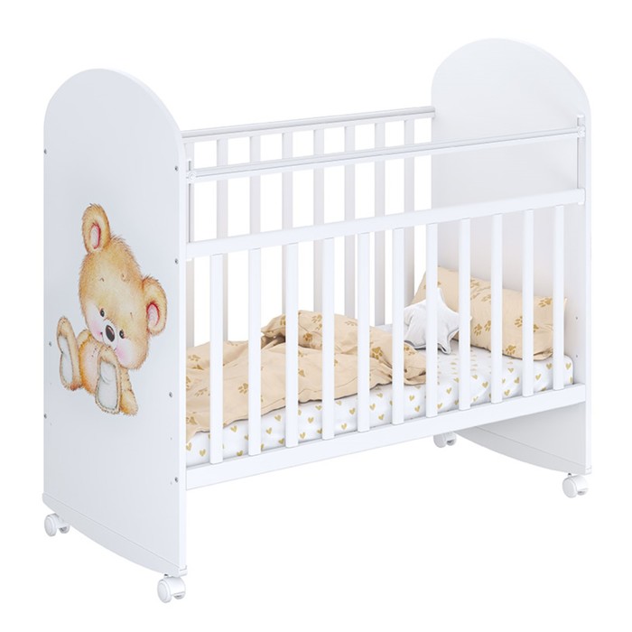 Кроватка детская «Фея 701», «Медвежонок», цвет белый
