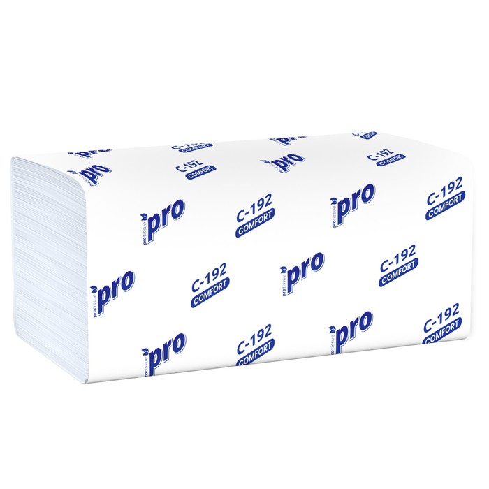 Полотенца бумажные V-сложения PROtissue C192, 1 слой, 250 листов полотенца бумажные влагопрочные кухонные белые v сложения однослойные 250 л пленка с отрывным клапаном