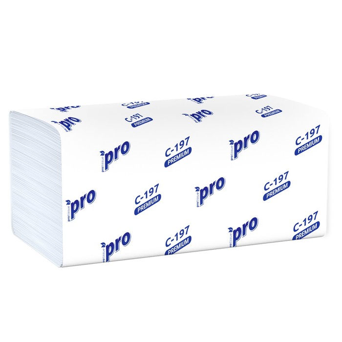 Полотенца бумажные V-сложения PROtissue С197, 2 слоя, 200 листов полотенца бумажные листовые protissue z сложения 2 слойные 15 пачек по 150 листов артикул производителя c26