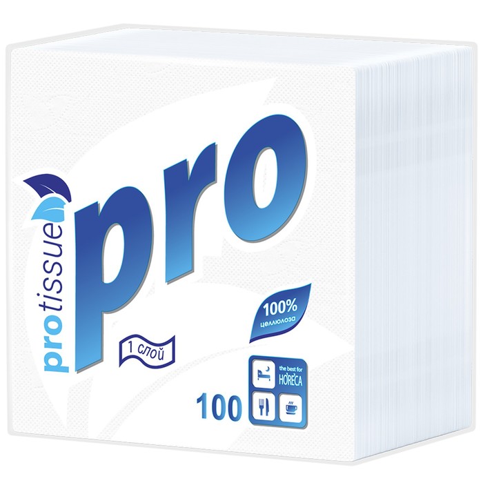 Салфетки бумажные PROtissue С184, Premium, 1-слойные, 24х24 см, 100 штук в упаковке салфетки бумажные luscan profi pack 24х24 зеленые 1 слойные 400 штук в упаковке