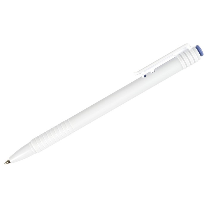 Ручка шариковая автоматическая СТАММ 500 синяя, 0,7мм, белый корпус
