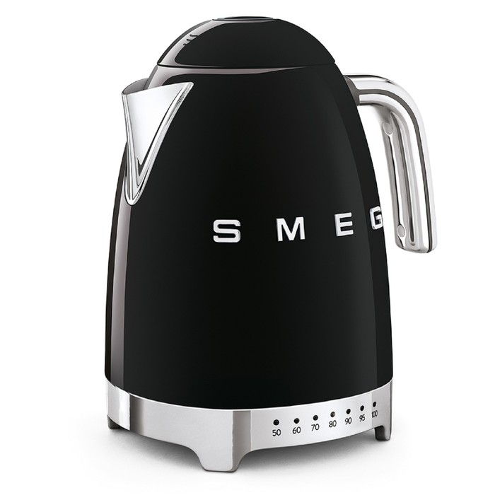 

Чайник электрический Smeg KLF04BLEU, металл, 1.7 л, 2400 Вт, регулировка t°, чёрный