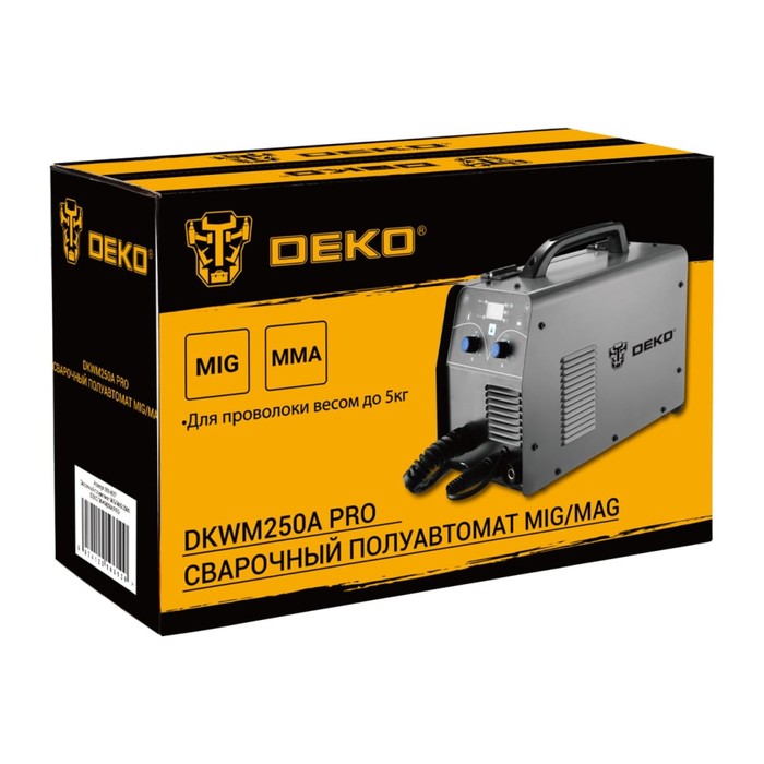 Сварочный полуавтомат DEKO DKWM250A PRO, MIG/MAG, 250А, 220 В, 7 кВт, возд.охлаждение