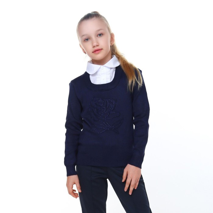 Джемпер-обманка для девочки, цвет синий, рост 152-158см джинсы для девочки цвет чёрный рост 158см