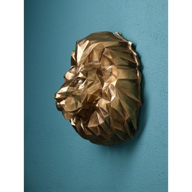 Садовая фигура "Голова льва", полистоун, 32 см, золото, 1 сорт, Иран