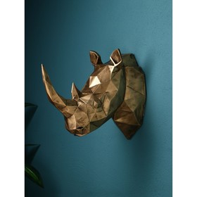 Садовая фигура "Голова носорога", полистоун, 39 см, золото, 1 сорт, Иран