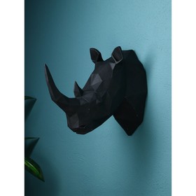 Садовая фигура "Голова носорога", полистоун, 39 см, черное