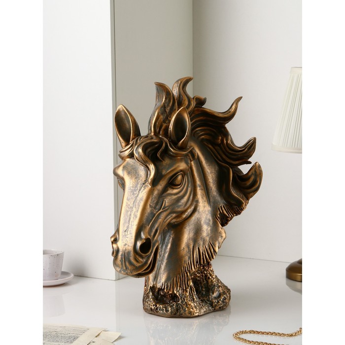 Фигура Голова коня, полистоун, 51 см, 1 сорт, Иран настенная фигура голова носорога полистоун 28 см золото иран 1 сорт