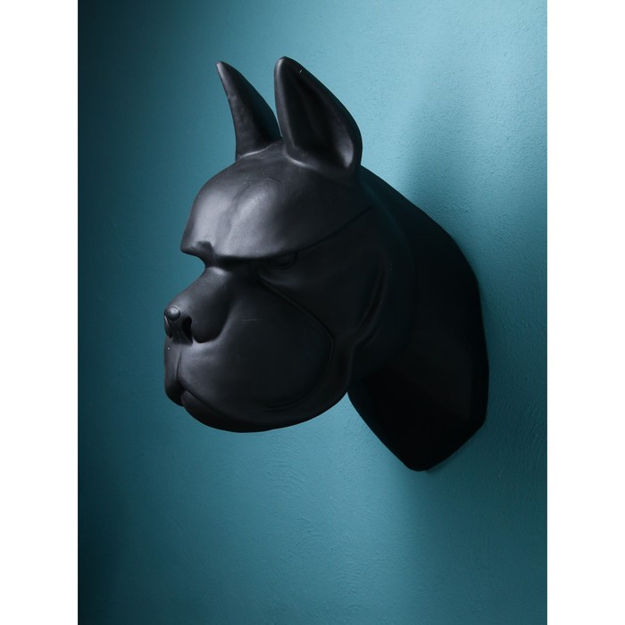 Фигура Голова собаки, полистоун, 71 см, чёрный матовый, Иран, 1 сорт садовая фигура голова собаки полистоун 35 см золото 1 сорт иран