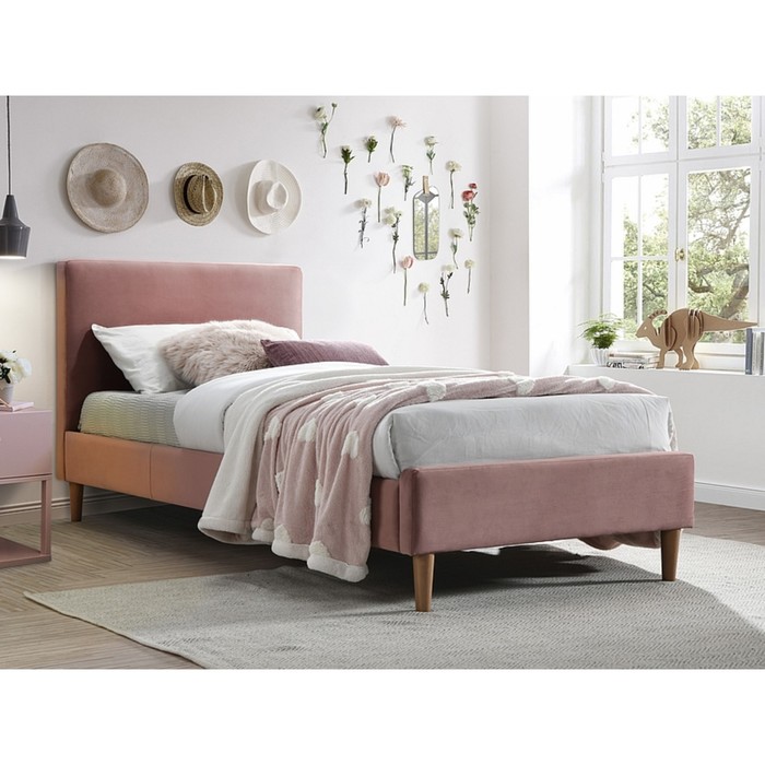 Кровать Линси с орт.основанием 900х2000 розовый велюр кровать мира с высоким изножьем 900х2000 серый велюр