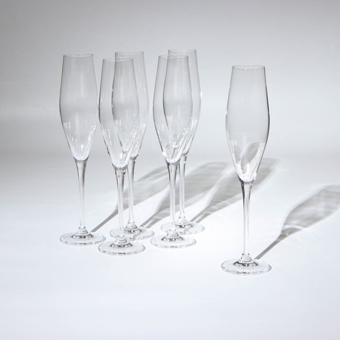 набор бокалов для шампанского крокус стеклянный 200 мл 6 шт гравировка Набор бокалов для шампанского Loxia, стеклянный, 210 мл, 6 шт