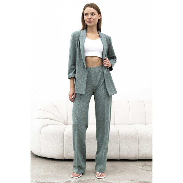 Комплект женский: брюки, жакет, размер 58 костюм женский брюки и жакет размер 58 цвет серый