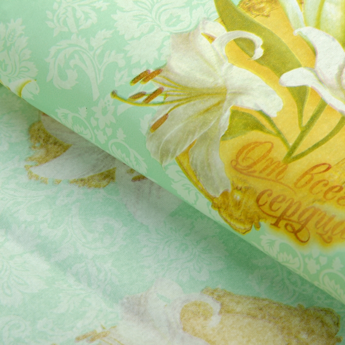 Набор ароматизированной бумаги тишью для упаковки "Нежные лилии", 5 листов, 50х70 см, 20 г/м2