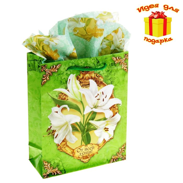 Набор ароматизированной бумаги тишью для упаковки "Нежные лилии", 5 листов, 50х70 см, 20 г/м2