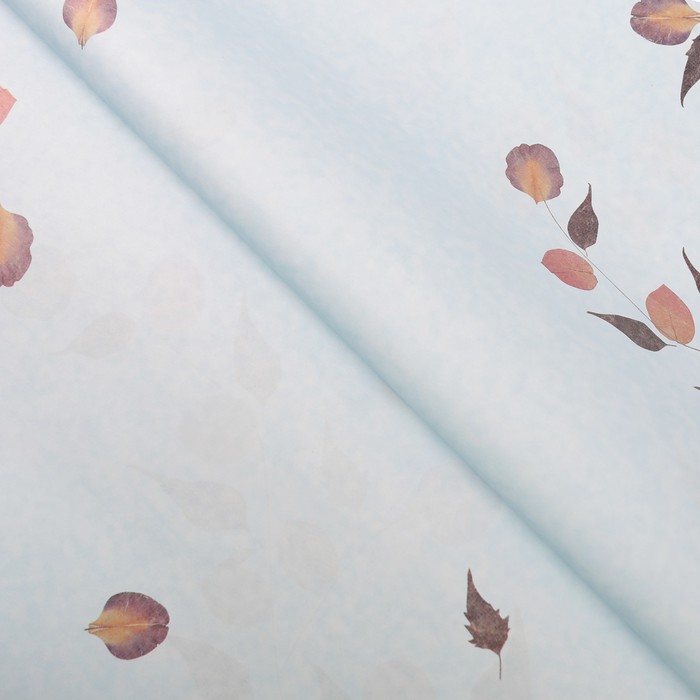 Бумага упаковочная "Листочки", голубой, 60 х 60 см