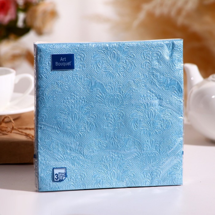 Салфетки бумажные Art Bouquet Перламутровый Blue Барокко, 33х33, 3 слоя, 16 листов