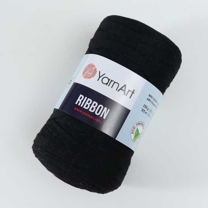 

Пряжа "Ribbon" 40% полиэстер, 60% хлопок 125м/250гр (750 чёрный)