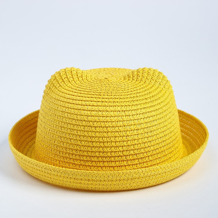 Шляпка-котелок детская А.HT 20027, цвет желтый, размер 52
