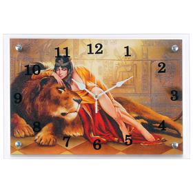 Часы настенные, серия: Животный мир, "Царица со львом", 25х35 см, микс от Сима-ленд