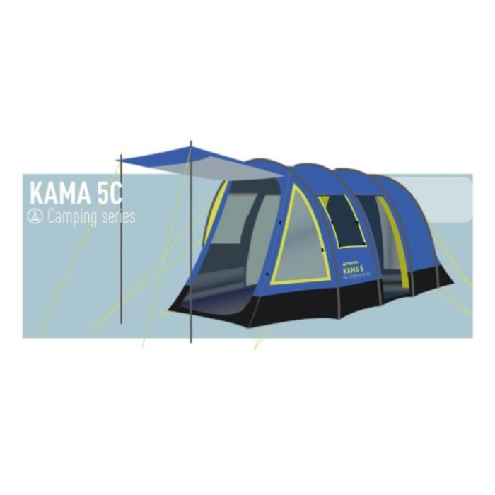 Палатка туристическая Аtemi KAMA 5C, 5-местная, синий/жёлтый палатка туристическая аtemi oka 3b 3 местная цвет серый красный