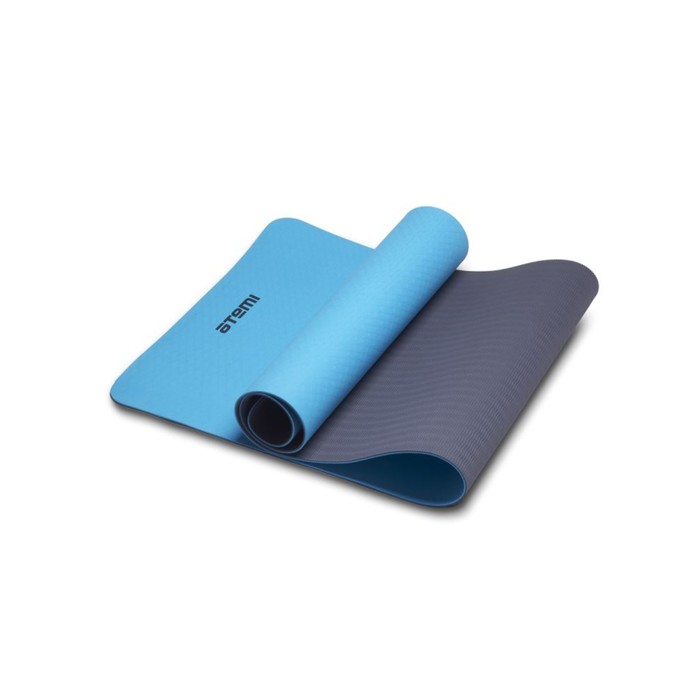 Коврик для йоги и фитнеса Atemi AYM13B, TPE, 173х61х0,4 см, серо-голубой фотографии