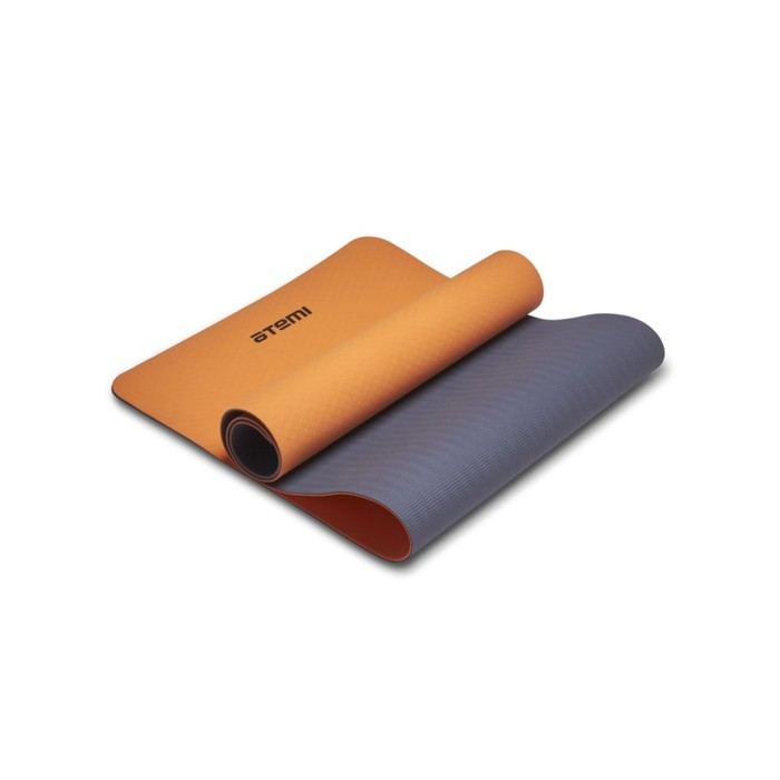 цена Коврик для йоги и фитнеса Atemi AYM13С, TPE, 173х61х0,4 см, серо-оранжевый