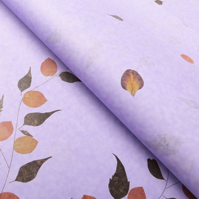 Бумага упаковочная "Листочки", фиолетовый, 60 х 60 см