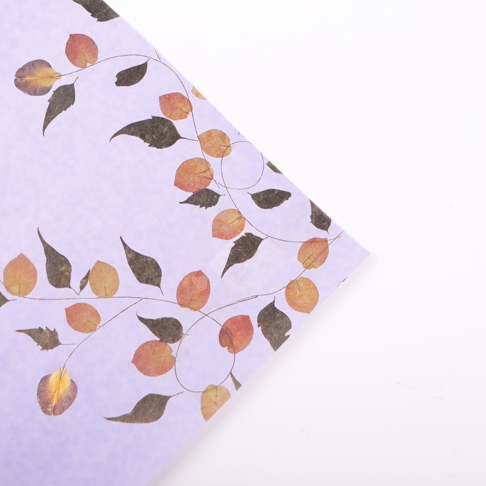Бумага упаковочная "Листочки", фиолетовый, 60 х 60 см