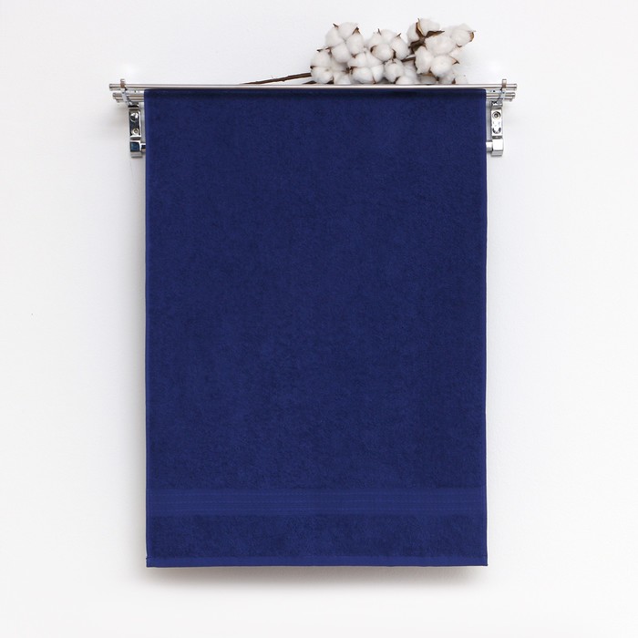 фото Полотенце махровое 70х140 см, темно-синий, 440 г/м2, хлопок 100%