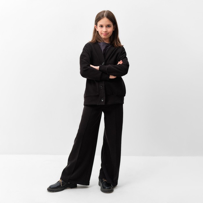 костюм для девочки кардиган брюки minaku цвет чёрный рост 158 см Костюм для девочки (кардиган, брюки) MINAKU цвет чёрный, рост 110 см