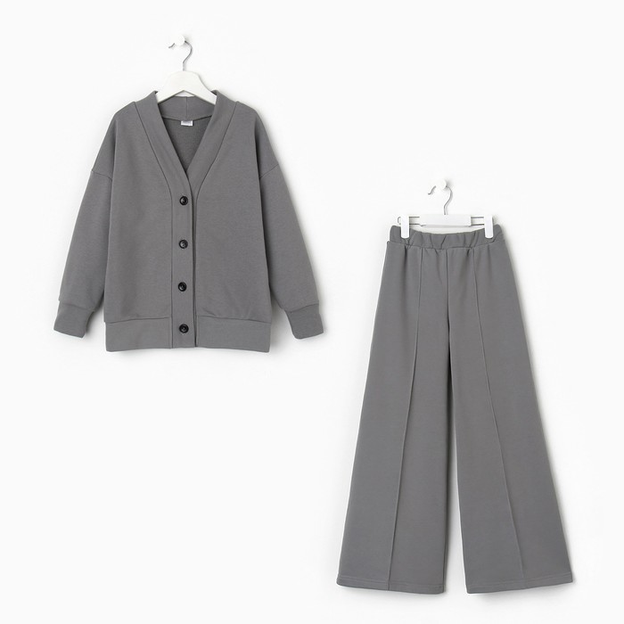 костюм для девочки кардиган брюки minaku цвет чёрный рост 158 см Костюм для девочки (кардиган, брюки) MINAKU цвет серый, рост 158 см