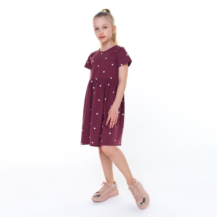 

Платье для девочки, цвет бордо/сердце, рост 134