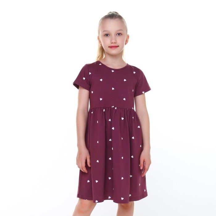 Платье для девочки, цвет бордо/сердце, рост 140