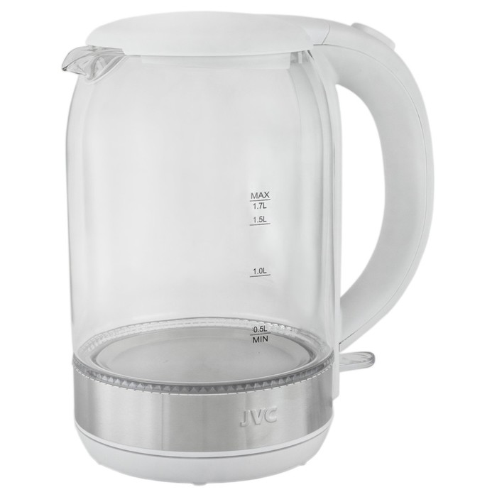 

Чайники jvc JK-KE1800, стекло, 1.7 л, 2200 Вт, белый с серебристым