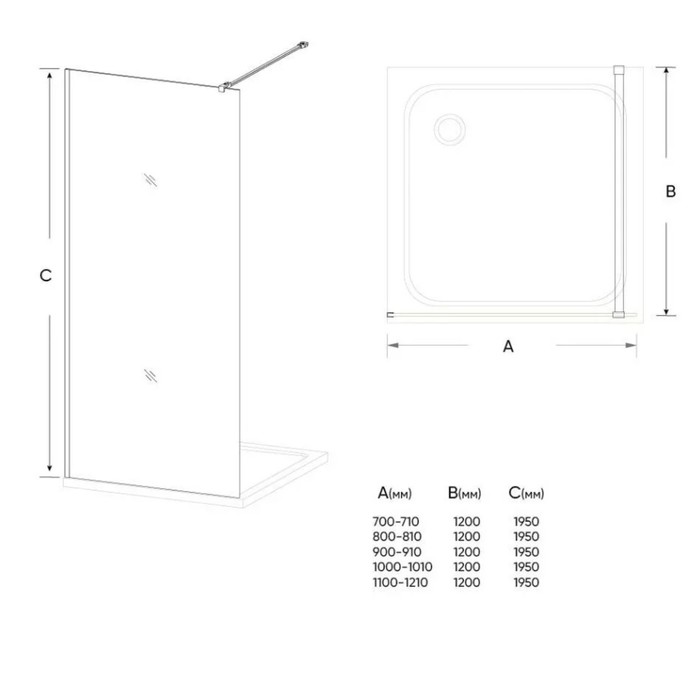 

Душевое ограждение Veconi Korato KR71-100-01-19C1, 1000х1950 мм, прозрачное стекло, черный