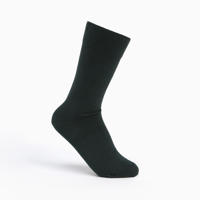 Носки мужские, цвет тёмно-зелёный, размер 29
