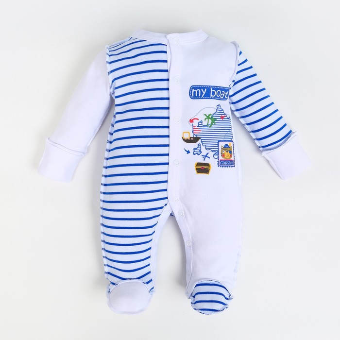фото Комбинезон детский, цвет белый/голубой, рост 62см linas baby