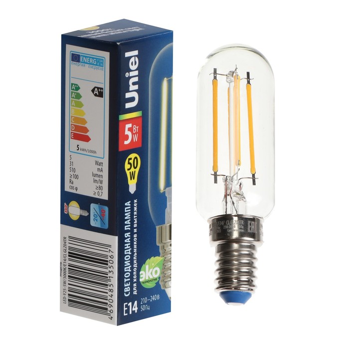 фото Светодиодная лампа для холодильников и вытяжки uniel, glz04tr, 5 вт, 3000 к, е14