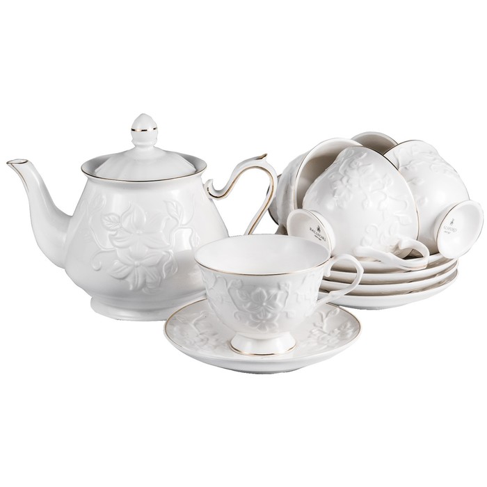 

Чайный набор Balsford «Грация», 14 предмета, 220 мл, белый рельефный рисунок с золотом