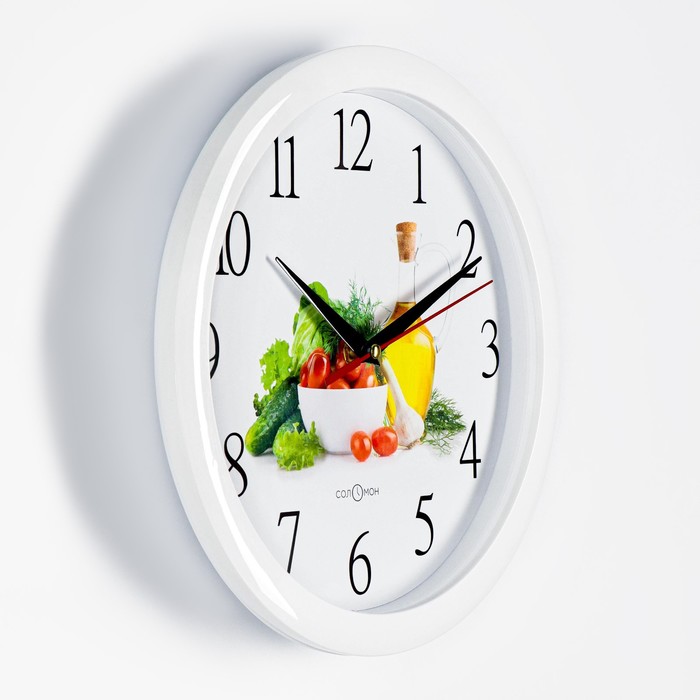 фото Часы настенные, кухонные, "овощи", бесшумные, d-28 см соломон