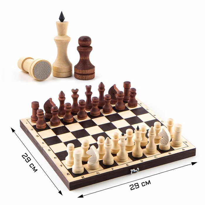 Шахматы обиходные, 29 х 29 х 3.9 см шахматы без бренда шахматы обиходные 29 х 29 см король 6 7 см пешка 3 1 см