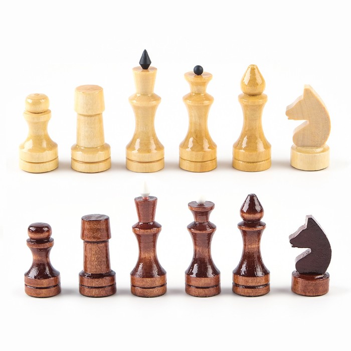 фото Шахматные фигуры обиходные, король h-7 см d-2.4 см, пешка h-4.4 см d-2.4 см, лак