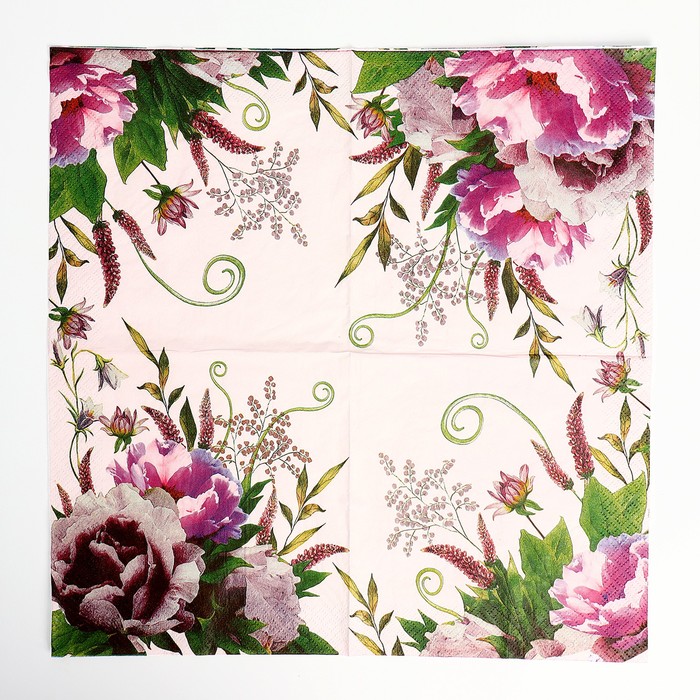 

Салфетки бумажные Gratias «Букет пионов», 3 слоя, 33 × 33 см, 20 шт