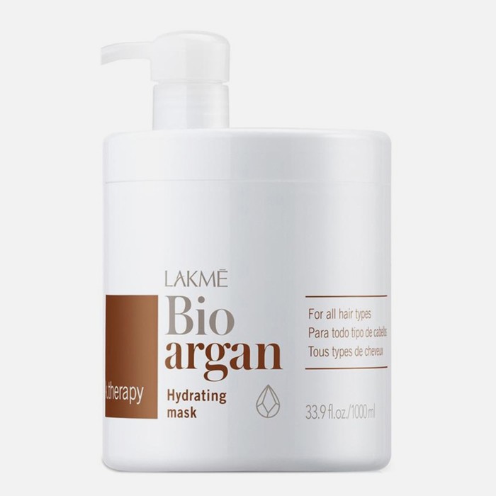 Маска для волос Lakme K-Therapy Bio argan, аргановая увлажняющая, 1000 мл lakme шампунь k therapy bio argan увлажняющий не содержащий сульфатов для всех типов волос 1000 мл