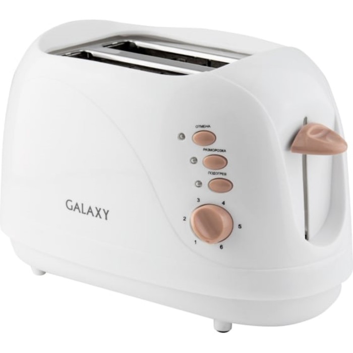 Тостер Galaxy GL 2904, 800 Вт, 6 режимов прожарки, 2 тоста, белый тостер galaxy gl 2904 белый